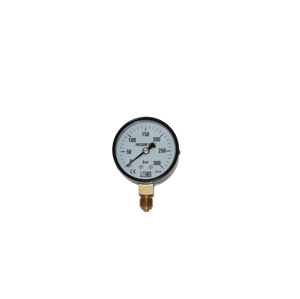 JTLine manometr 63mm, 300 bar, O2 čistý, černý plech, kryt, odchylka 1.6%